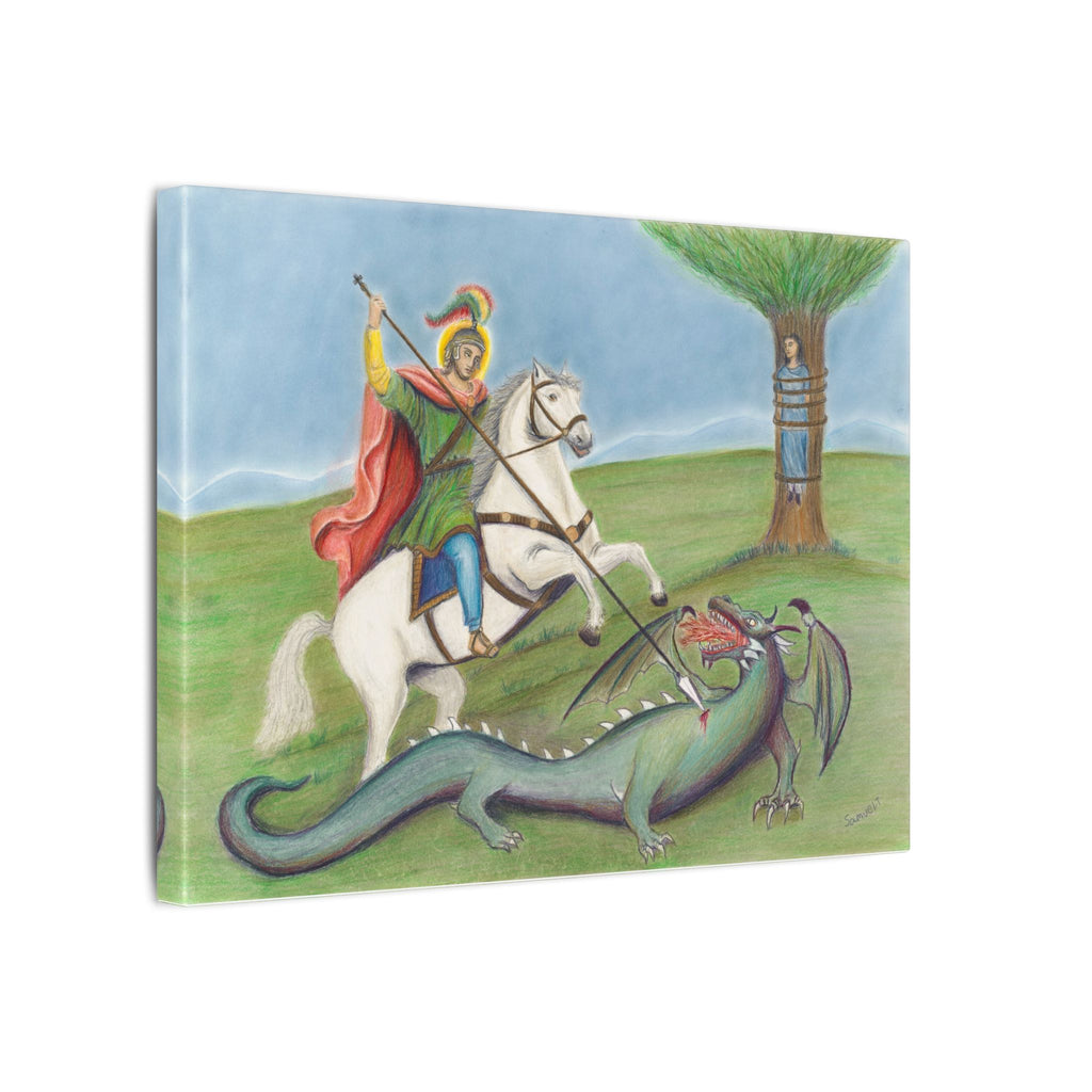 Saint George and the Dragon — canvas print, side view